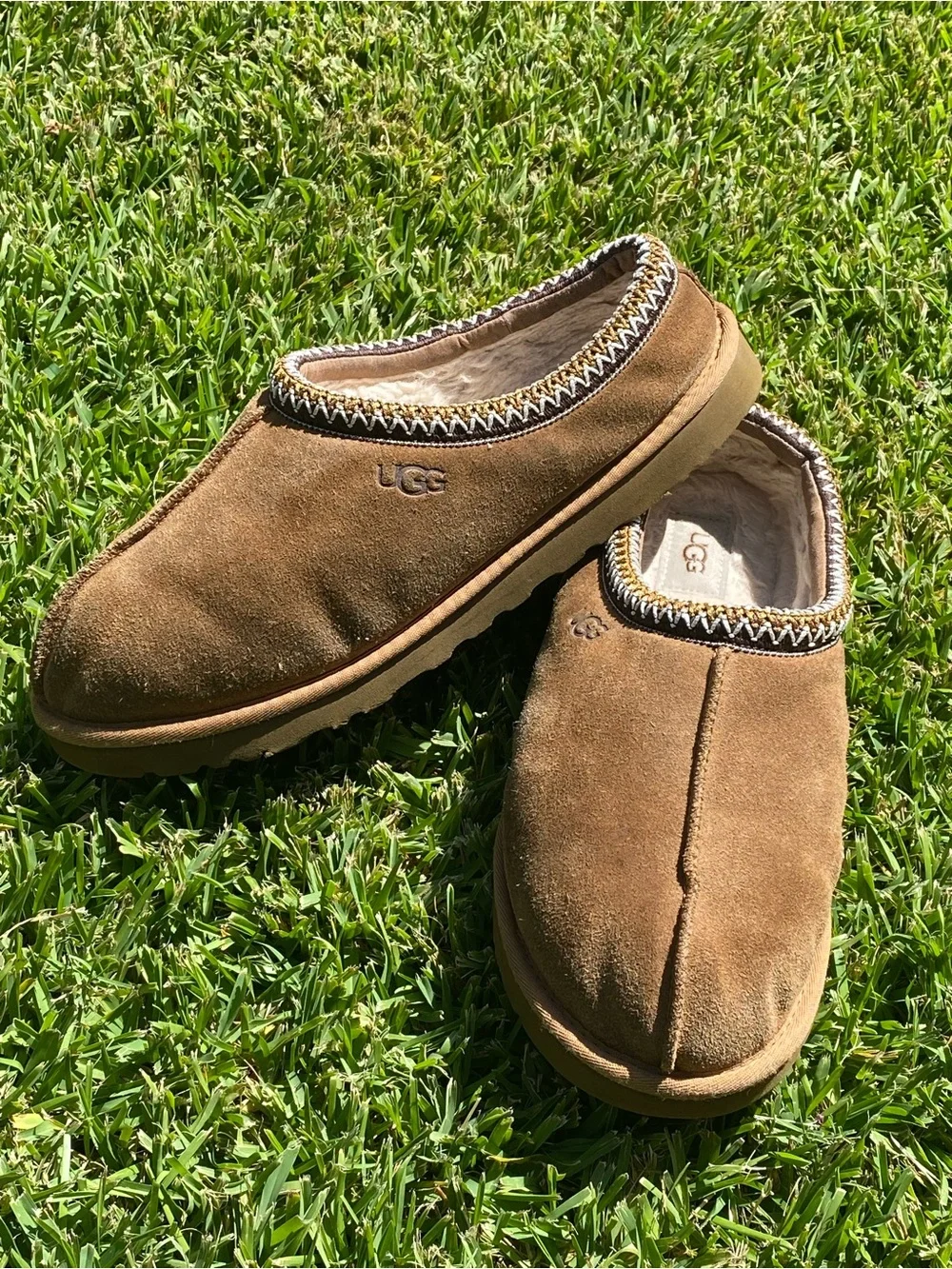 UGG Men's Tasman Chestnut Brown Suede Slip-On Moccasin Slippers Size 11